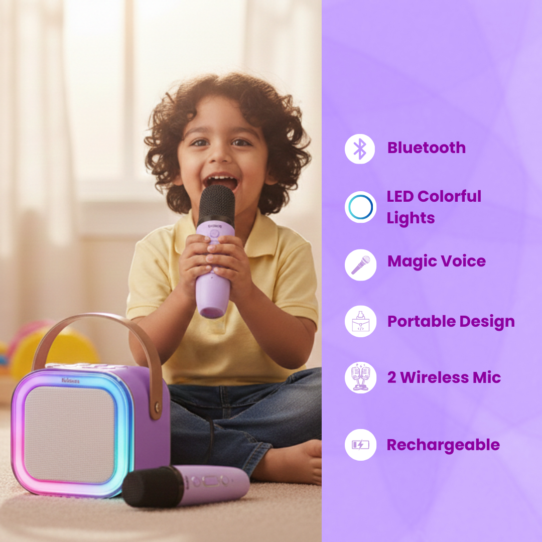 Karaoke Speaker with Two Wireless Mics | Ages 3+  (Purple)