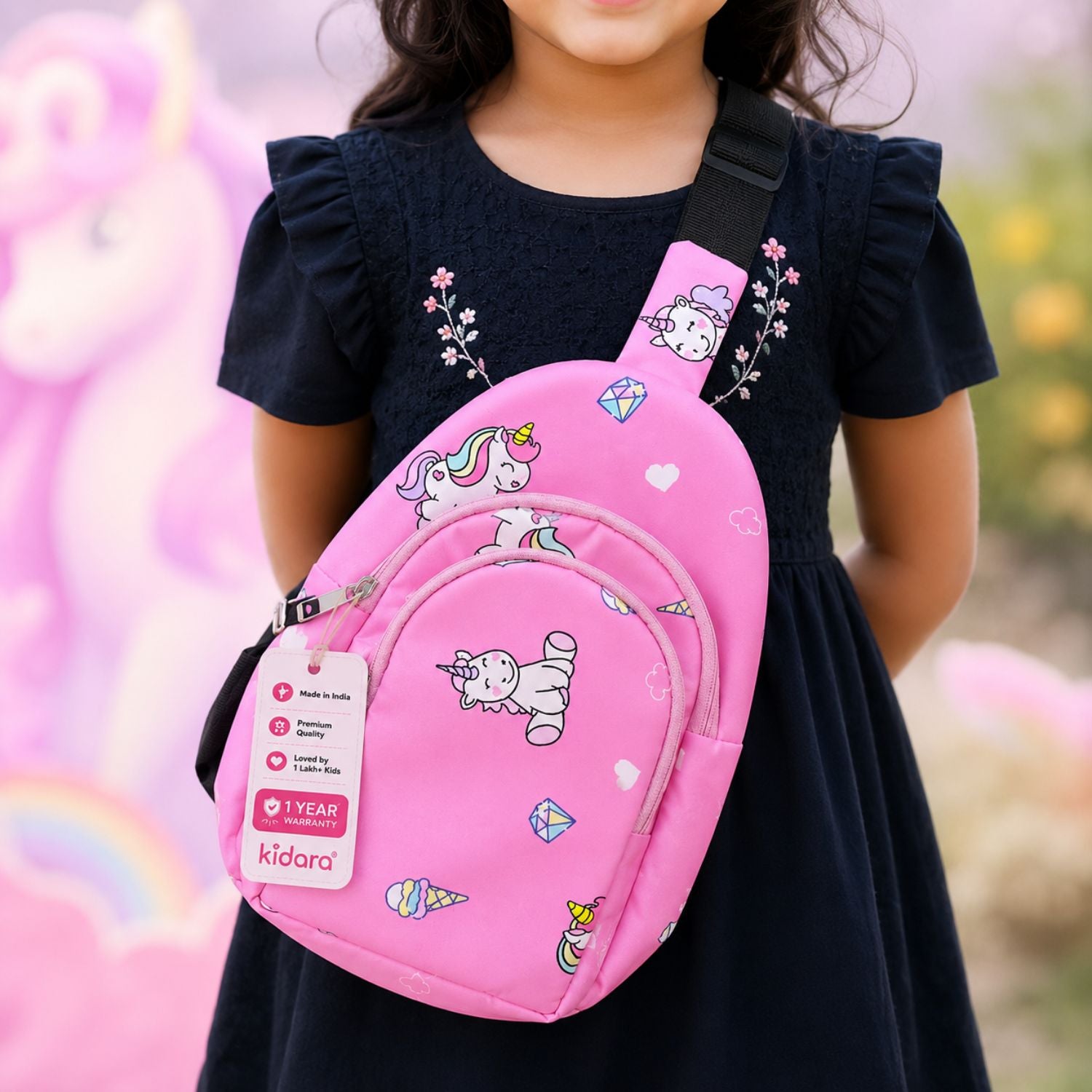 Kidara Unicorn Chest Kids Sling Bag (Pink)