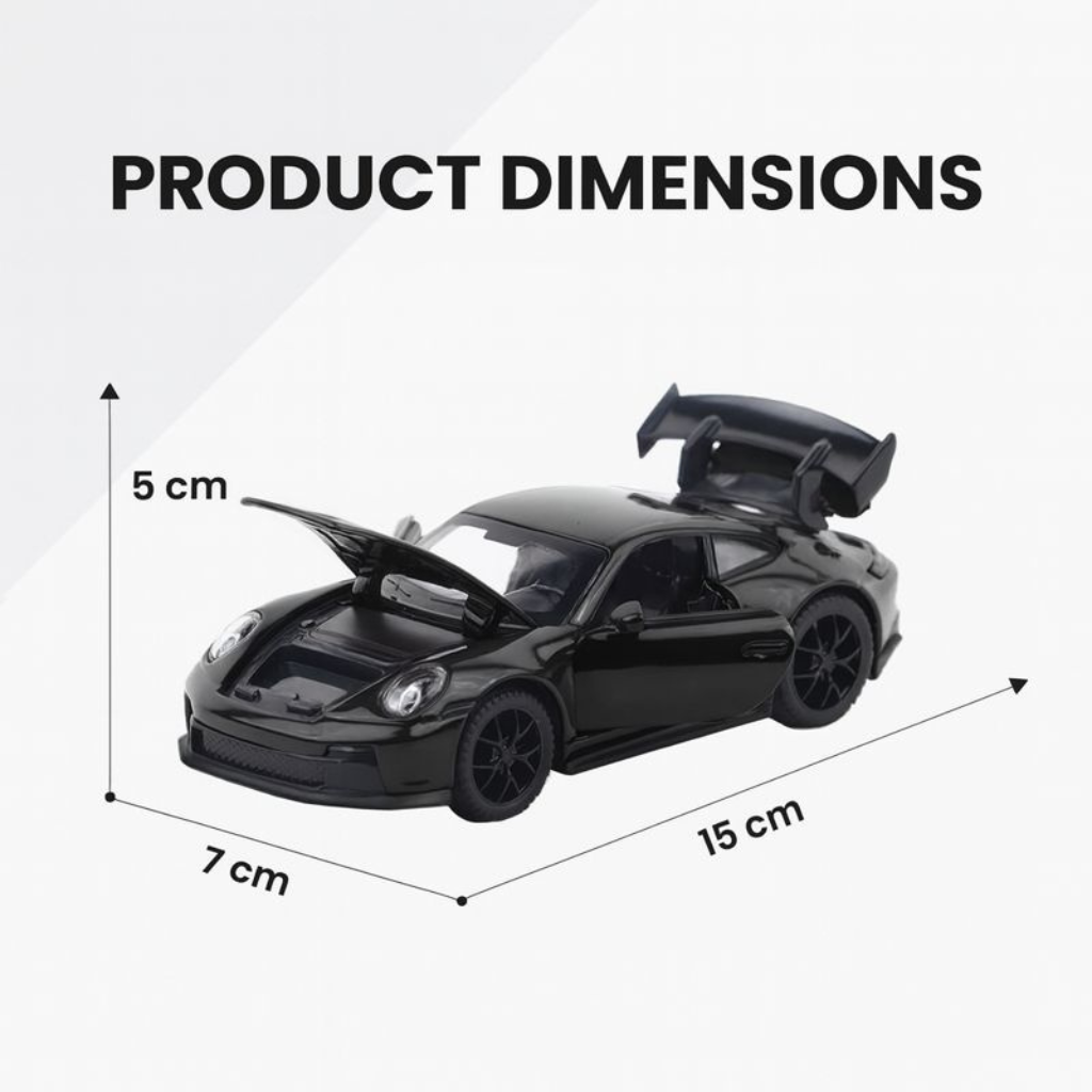 Kidara Exclusive Alloy Metal Pull Back Die-cast Car | Die-cast Metal Pullback Toy car with Openable Doors & Light Music (Black)