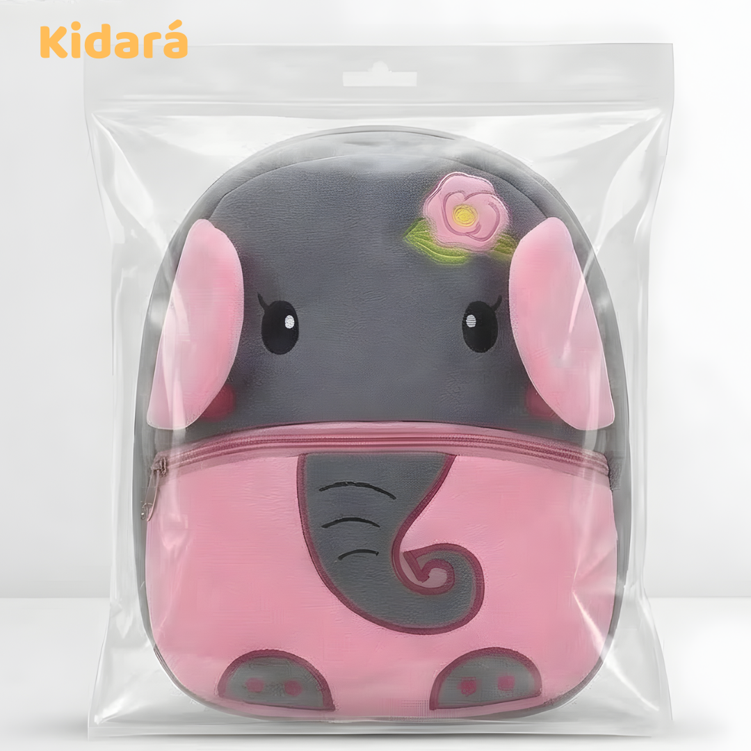 Kidara Elephant Kids Plush Backpack – Light Grey (1–6 Years)