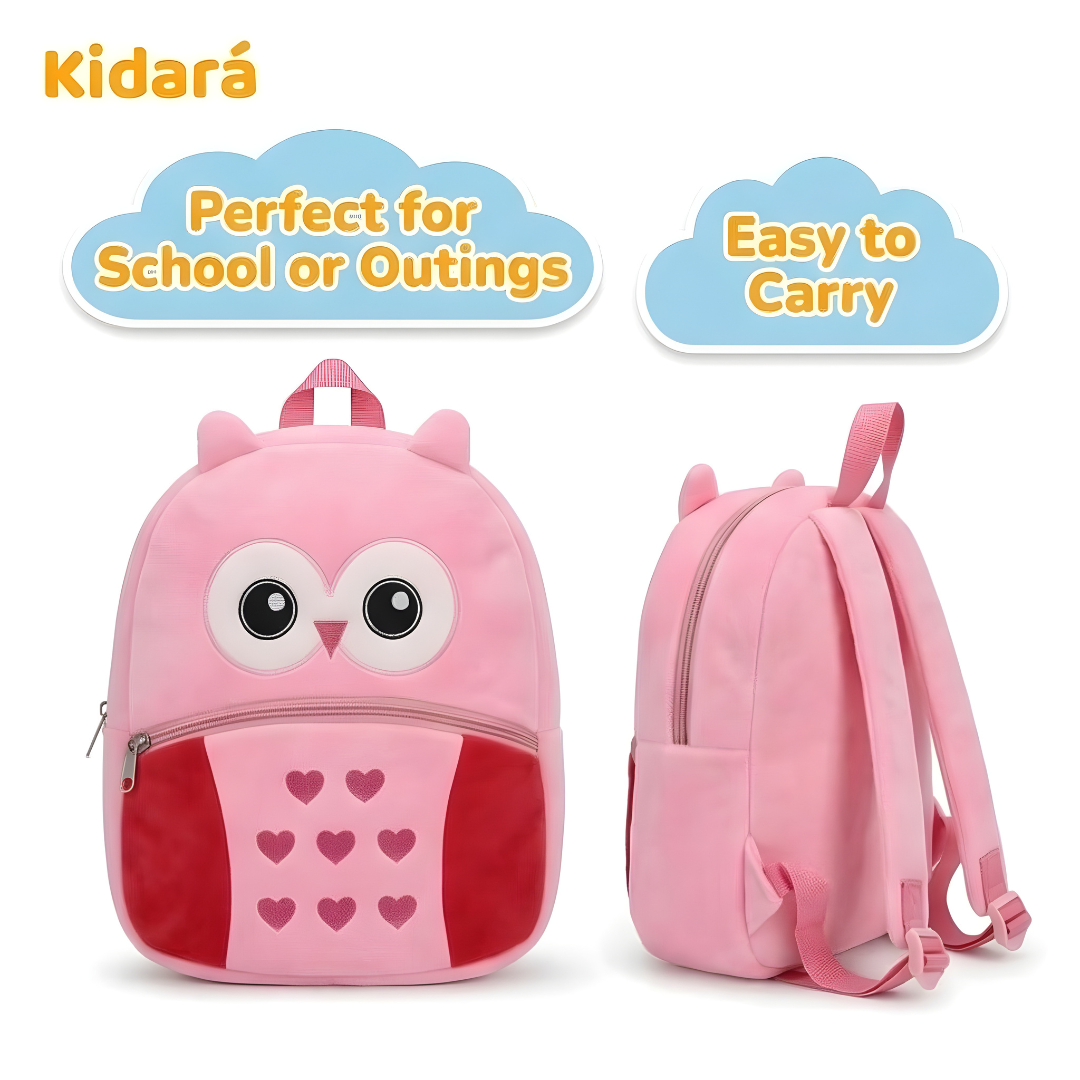 Kidara Preschool Owl Plush Backpack – Small (1–5 Years)