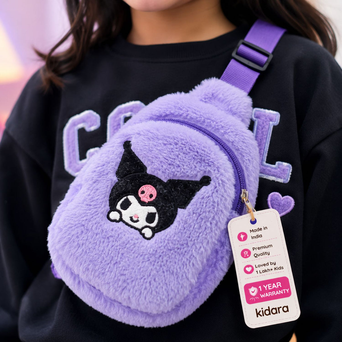 Kidara Fur Kuromi Chest Sling Bag