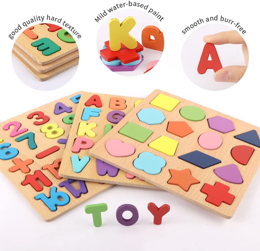 Wooden 3 in 1 Puzzle Board | Learning & Playing tool | Ages 2+ (Multicolor)