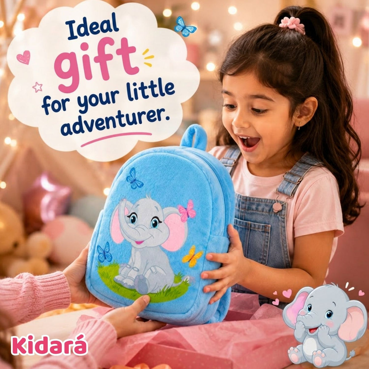 Kidara Elephant Plush Kids Backpack (Blue)