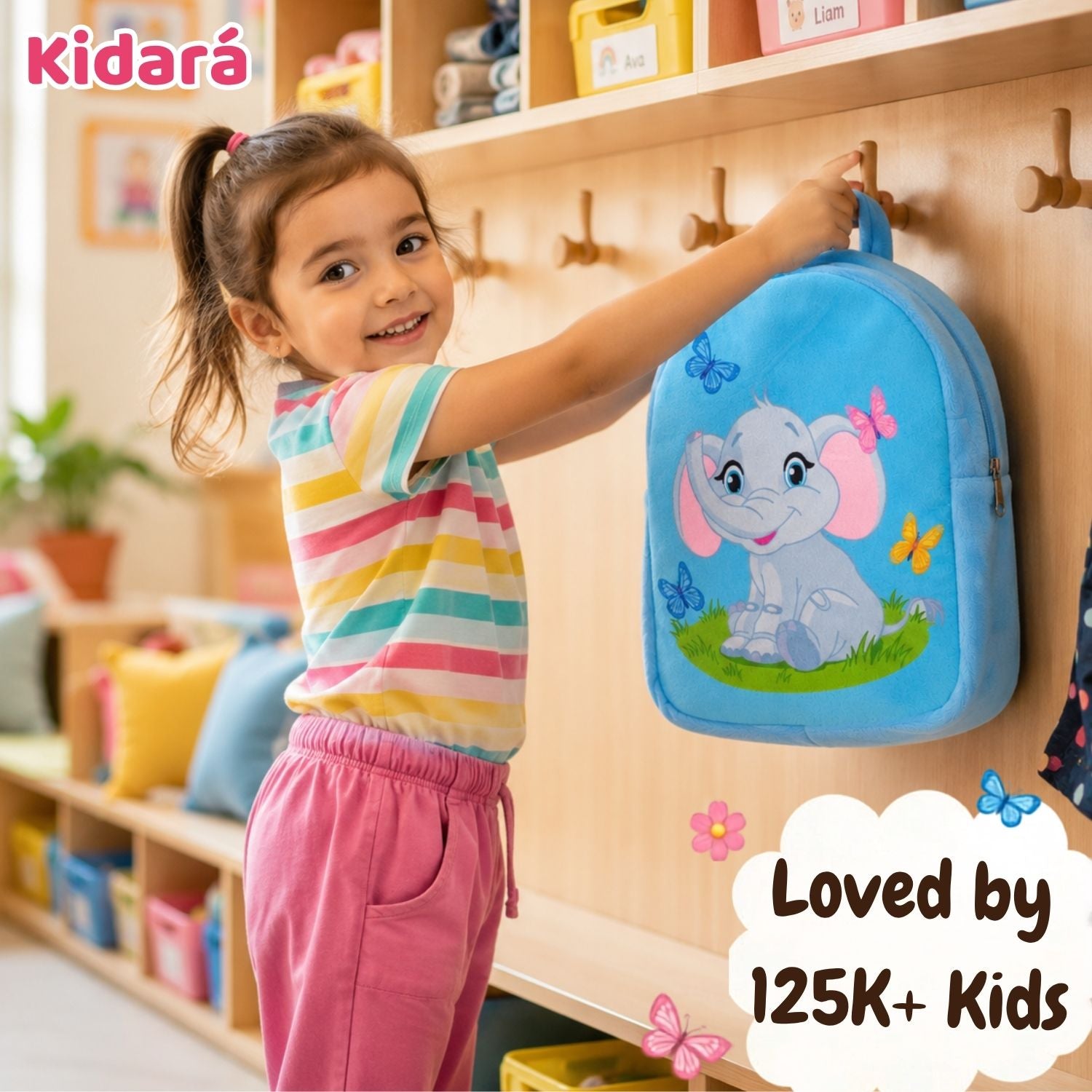 Kidara Elephant Plush Kids Backpack (Blue)