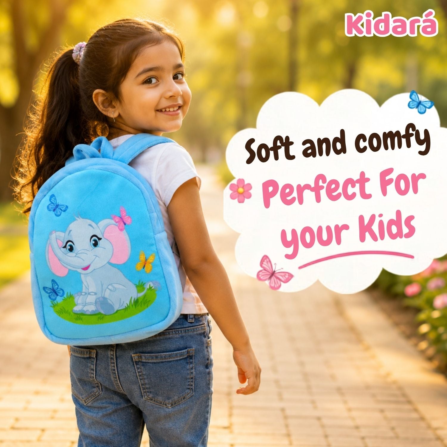 Kidara Elephant Plush Kids Backpack (Blue)