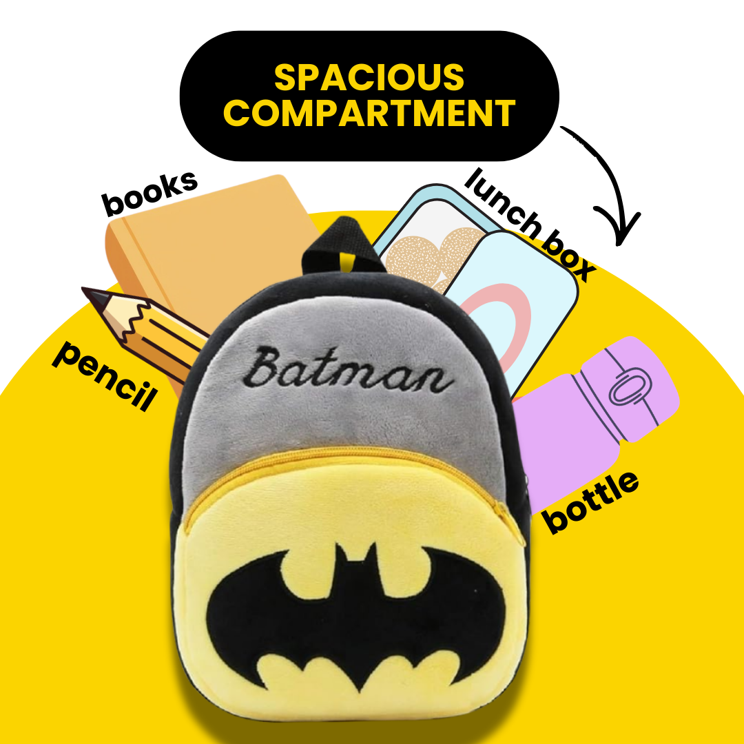 Kidara Batman Plush Backpack - Grey & Yellow
