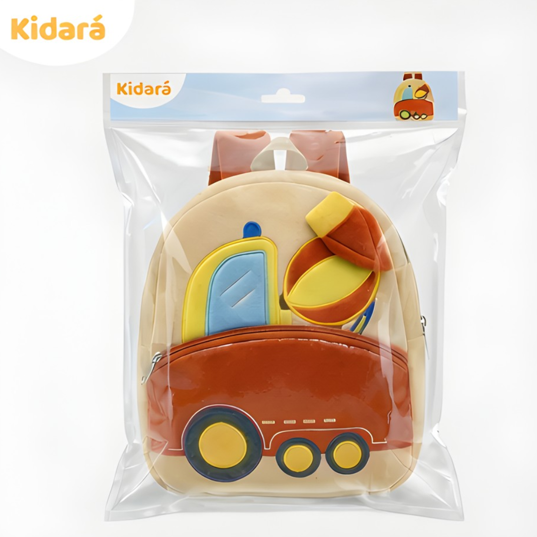 Kidara Preschool Soft Plush Car Bag for Toddlers, Mini Travel Full Embroidery Backpack