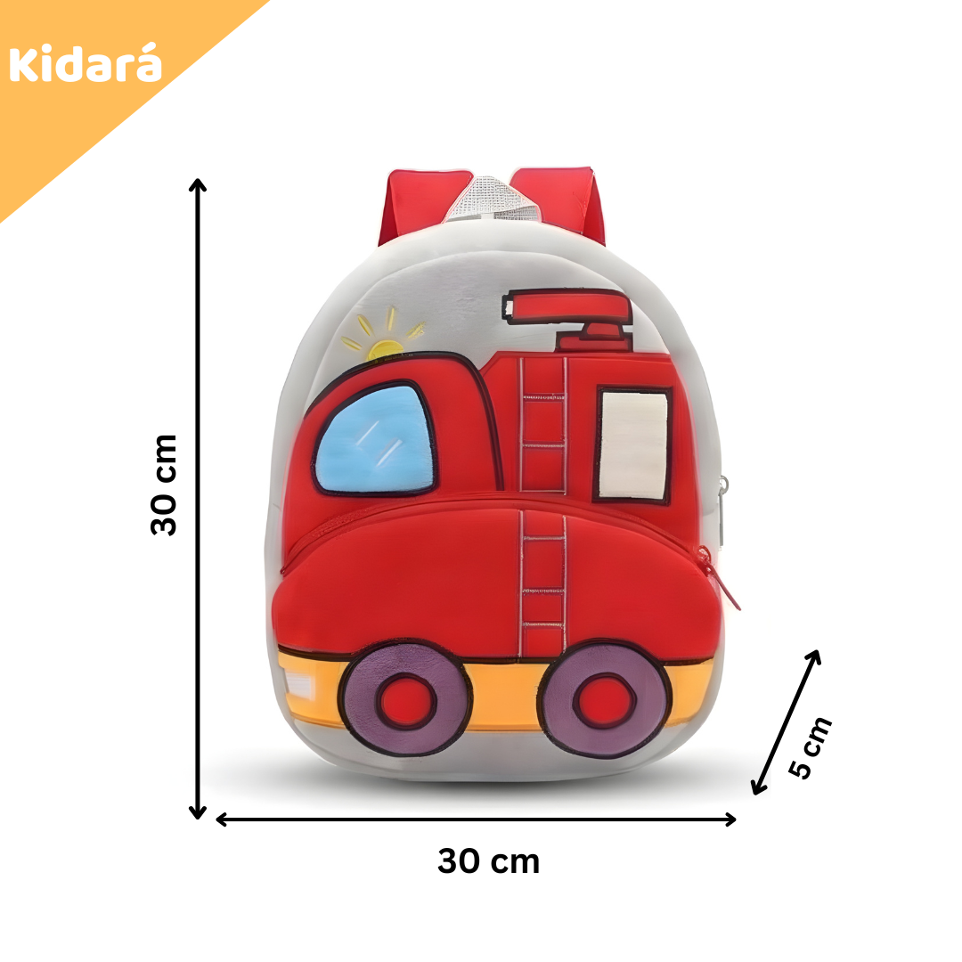 Kidara Fire Truck School Backpack for Toddlers (2-5 Years) – Plush 3D Rescue Vehicle Bag