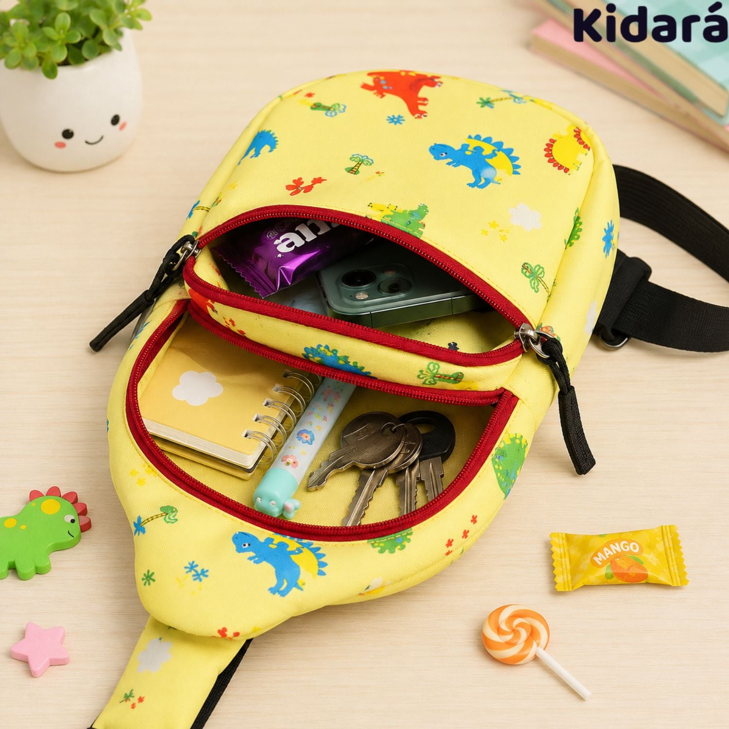 Kidara Dinosaur Chest Kids Sling Bag (Yellow)