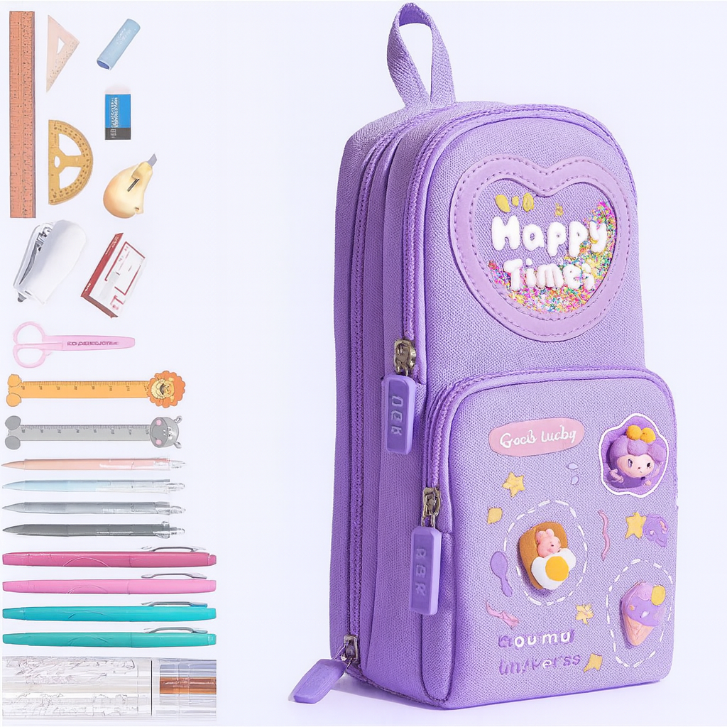 Kidara Happy Times Aesthetic Pencil Pouch – Lavender Purple