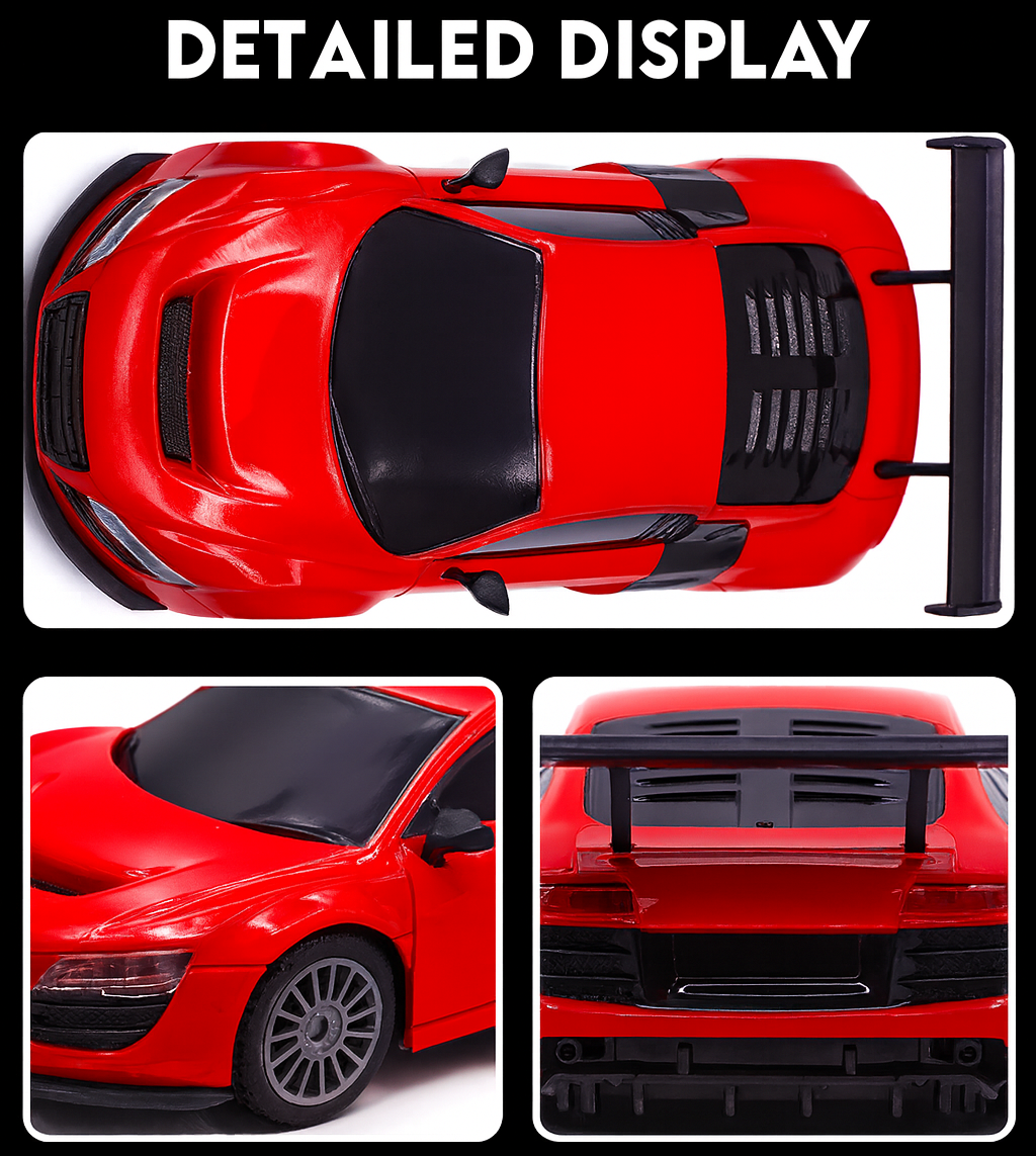 Kidara High-Speed Mini Rechargeable Audi Style RC Car with LED Headlights – Red