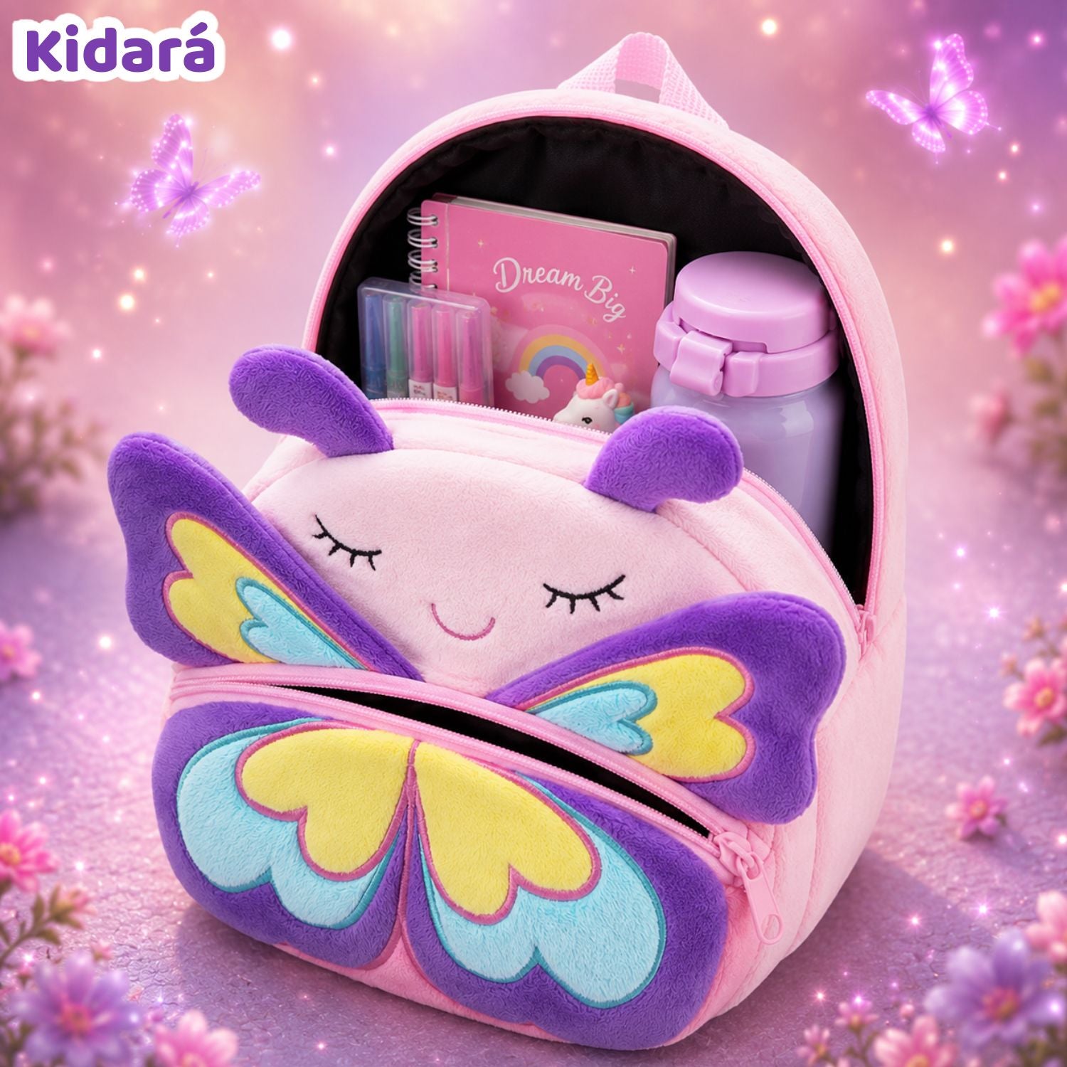 Kidara Magic Wings Butterfly Plush Kids Backpack (Purple)