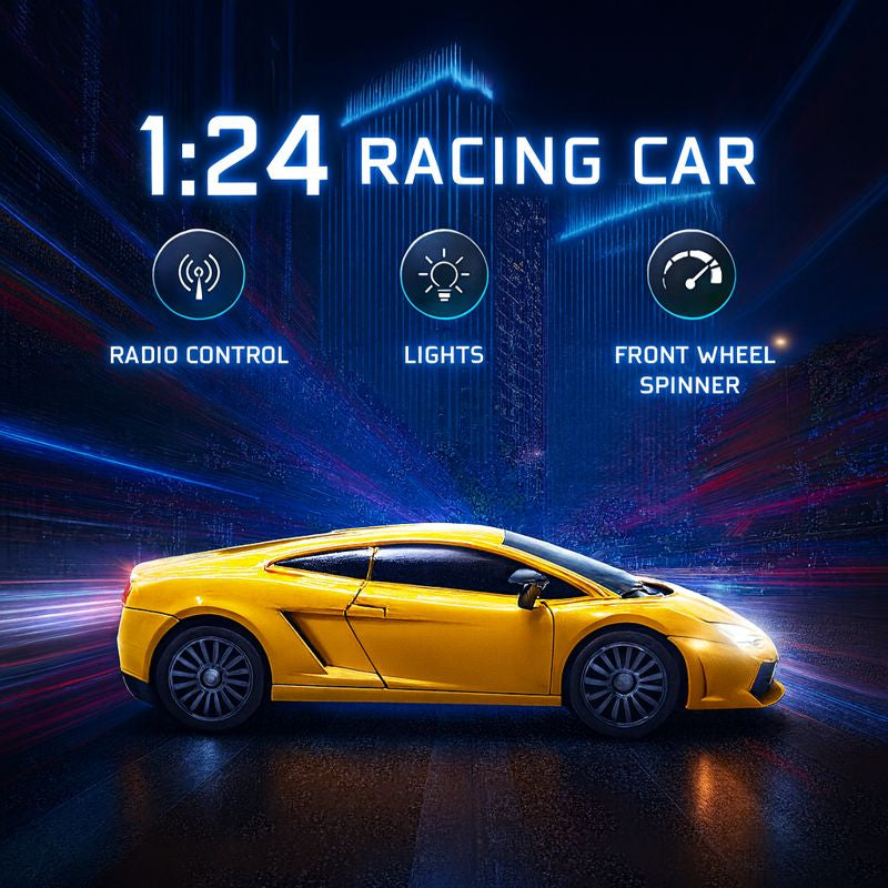 Kidara High-Speed Lambo RC Racing Car 1:24 | Rechargeable Mini Remote Control Car for Kids (Yellow)