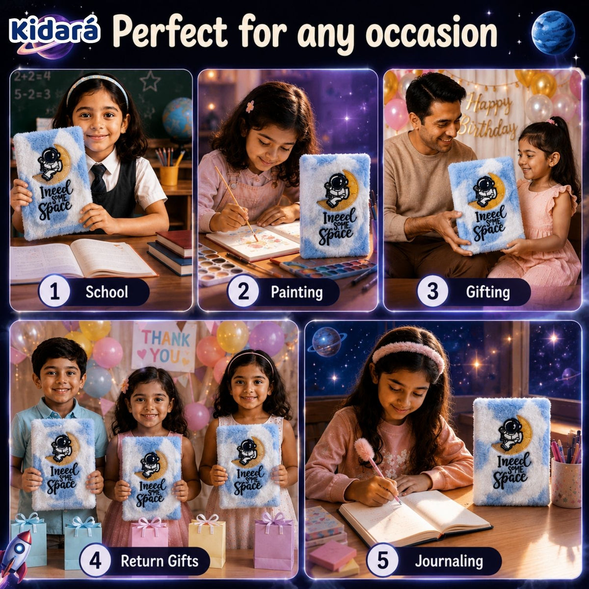 Kidara Kids A5 Cute Astronaut Space Diary