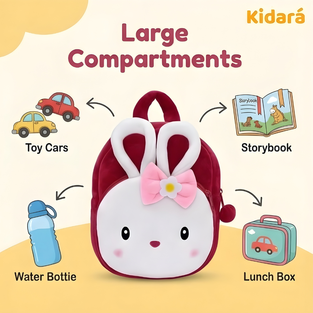 Kidara Cute Kitty Plush School Bag for Toddlers (1–6 Years)