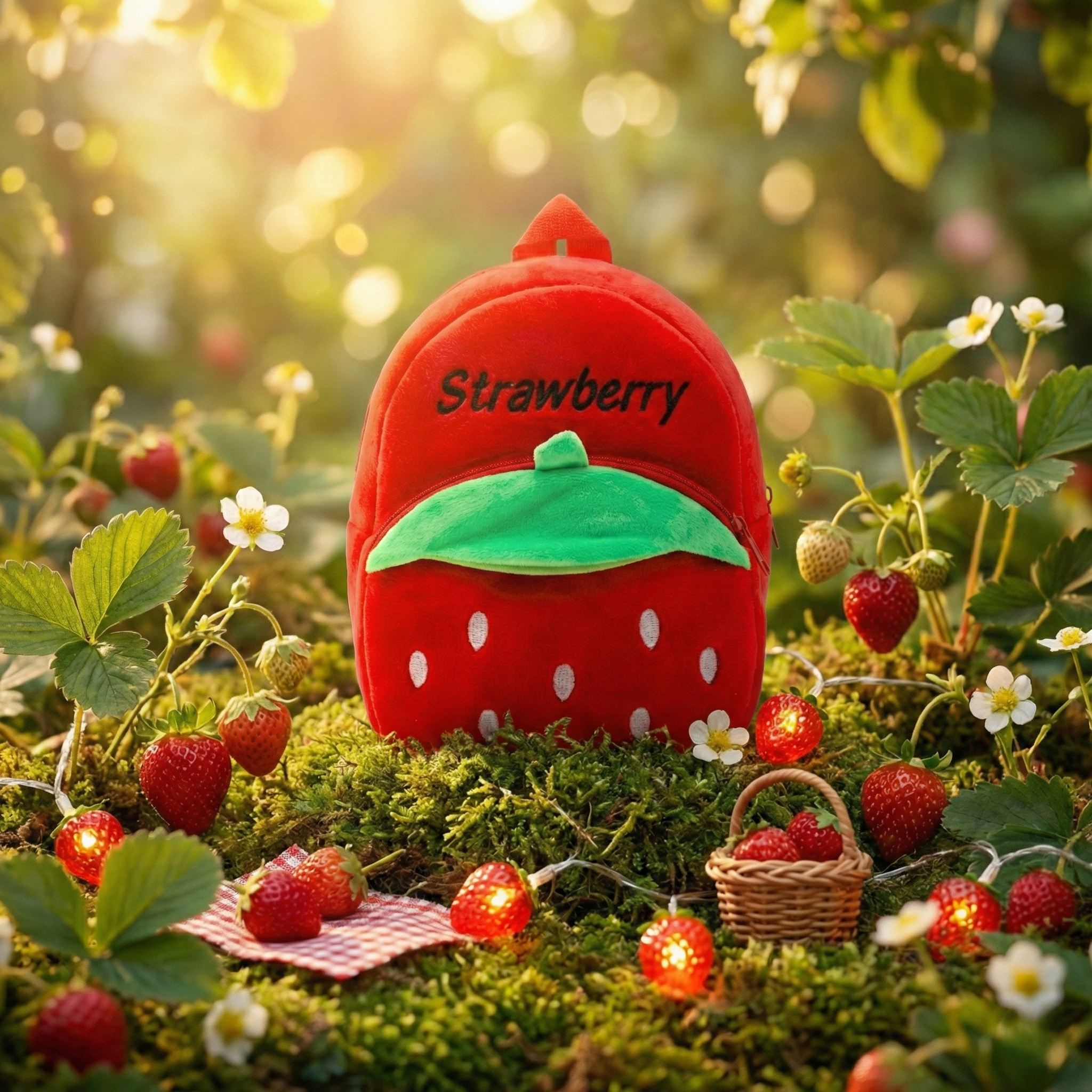 Kidara Strawberry Kids Plush Backpack – Red