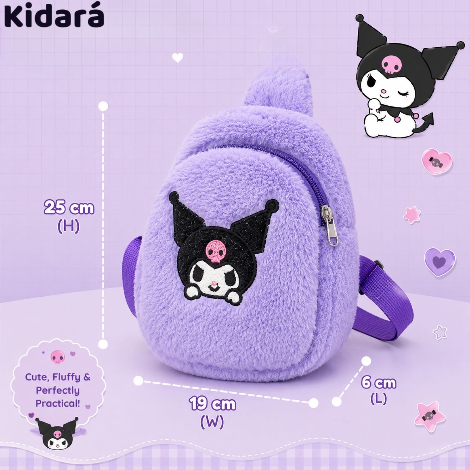 Kidara Fur Kuromi Chest Sling Bag