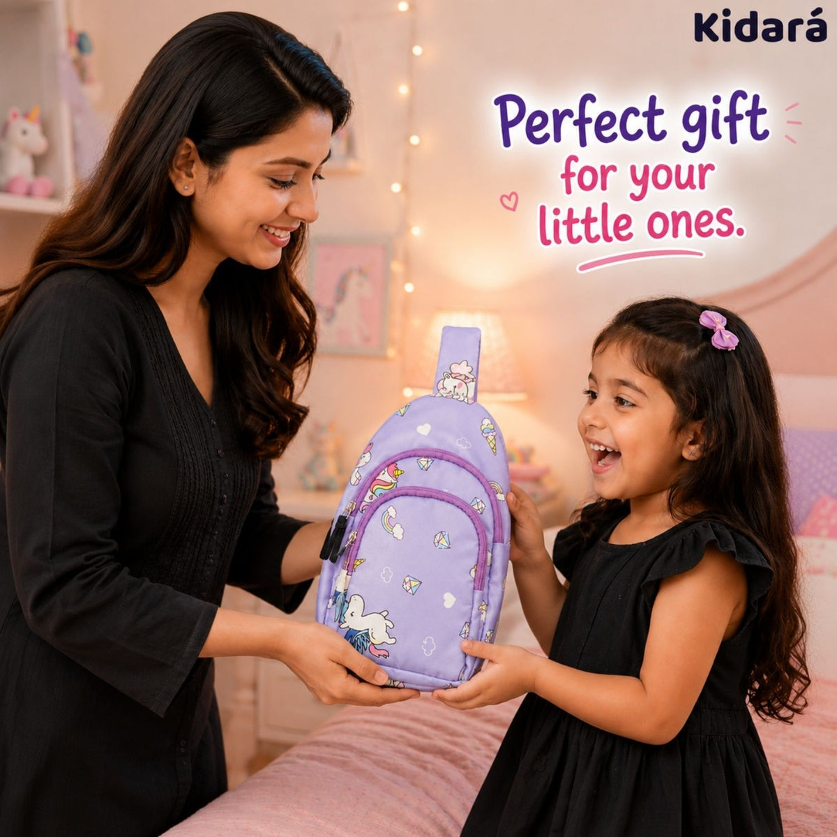 Kidara Unicorn Chest Kids Sling Bag (Purple)