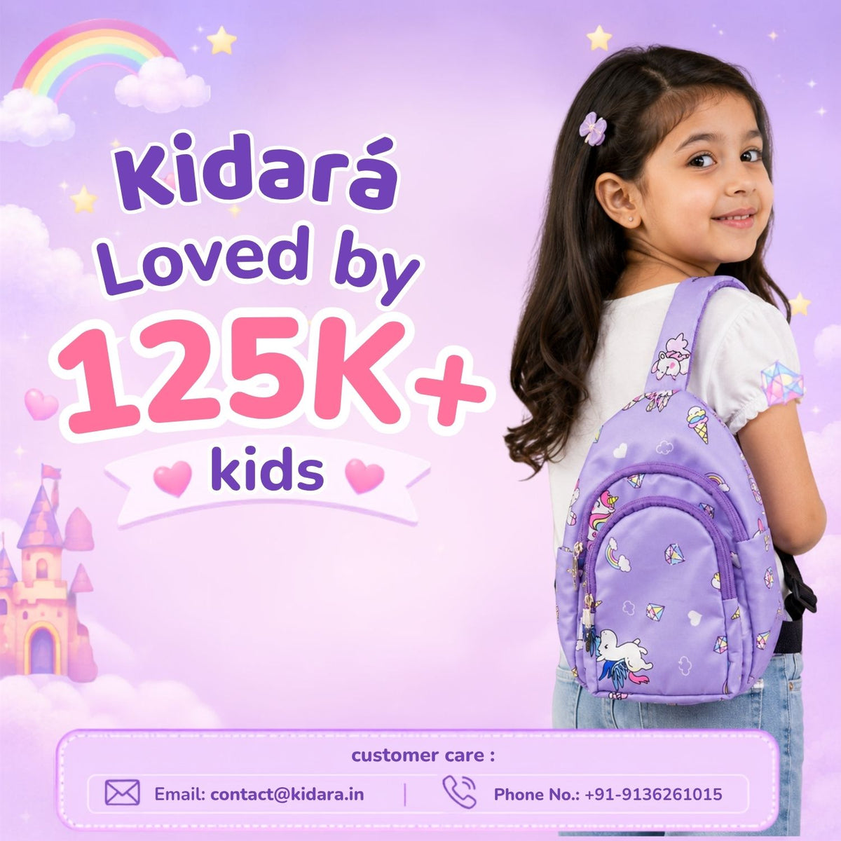 Kidara Unicorn Chest Kids Sling Bag (Purple)