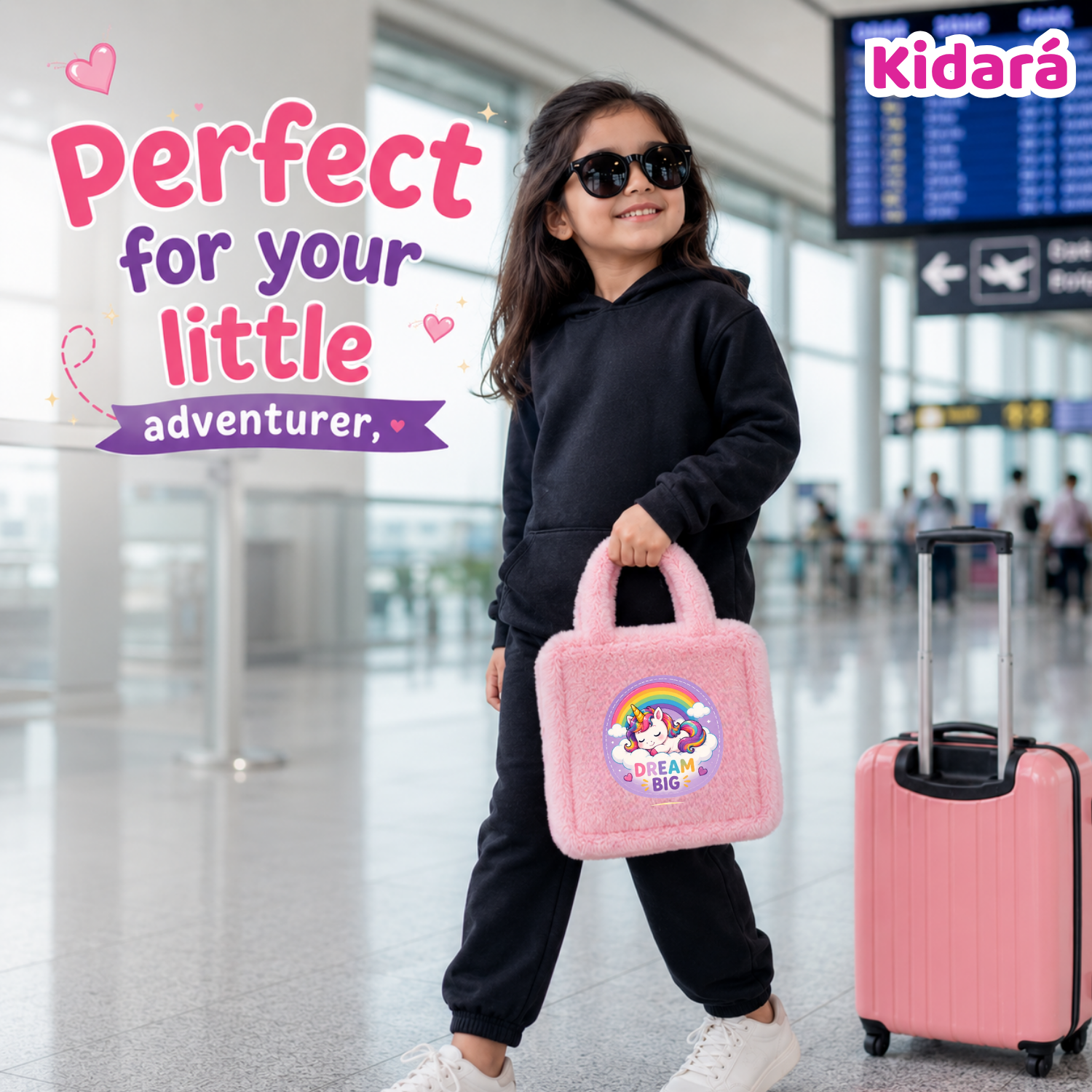 Kidara Dream Big Unicorn Fur Kids Sling Bag (Pink)