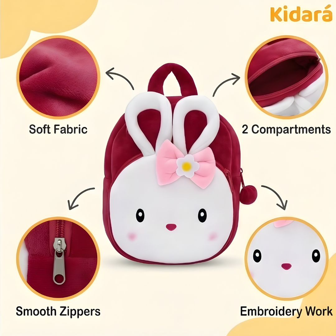 Kidara Cute Kitty Plush School Bag for Toddlers (1–6 Years)