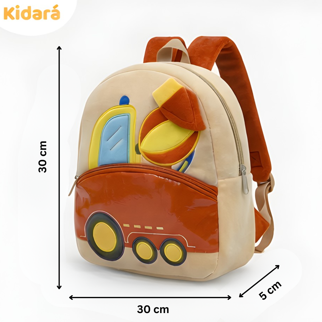 Kidara Preschool Soft Plush Car Bag for Toddlers, Mini Travel Full Embroidery Backpack