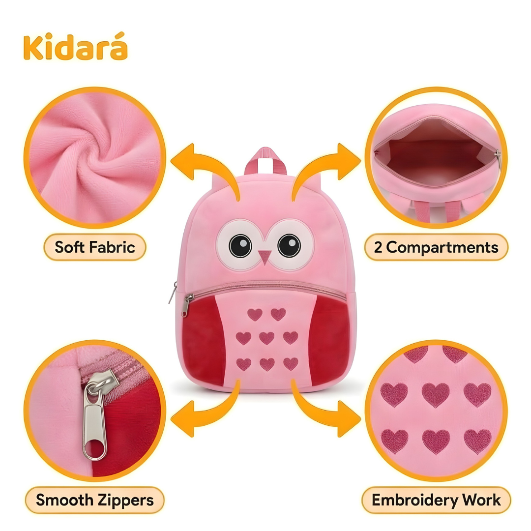 Kidara Preschool Owl Plush Backpack – Small (1–5 Years)