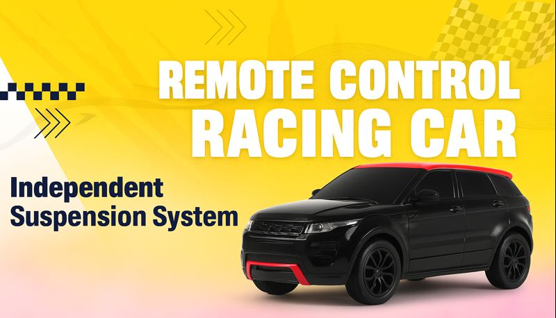 Kidara Rechargeable RC Car 1:24 | High-Speed Remote Control Racing Car for Kids (Black & Red)