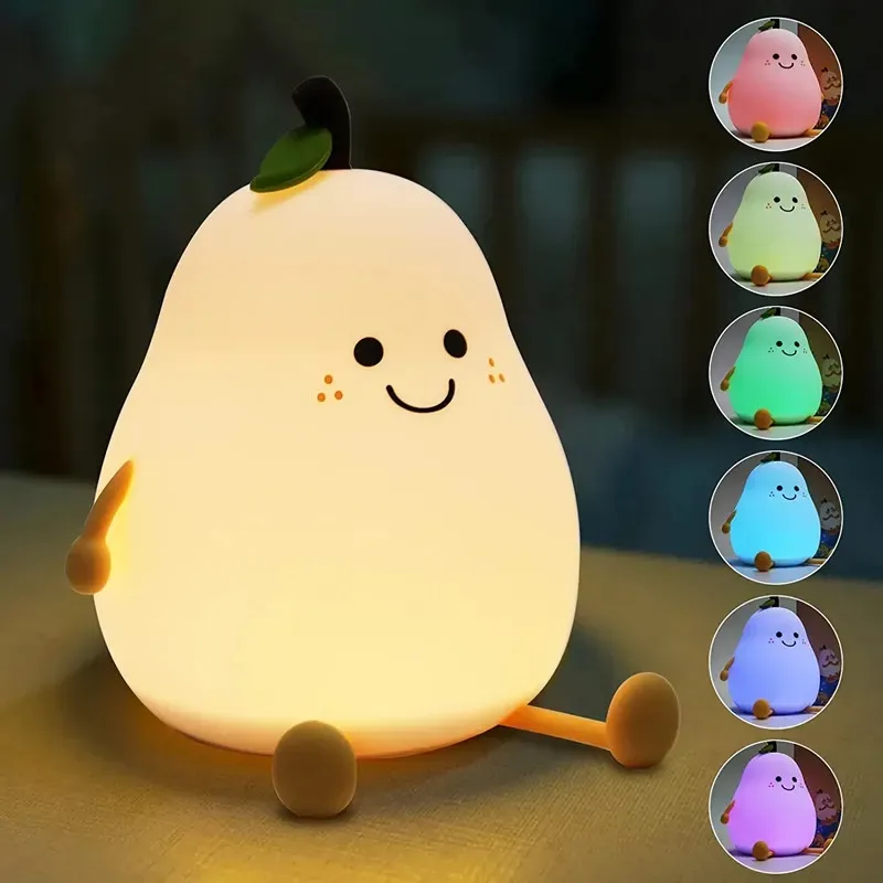 Smiley Pear Silicone 5W Night Lamp (Multicolour)