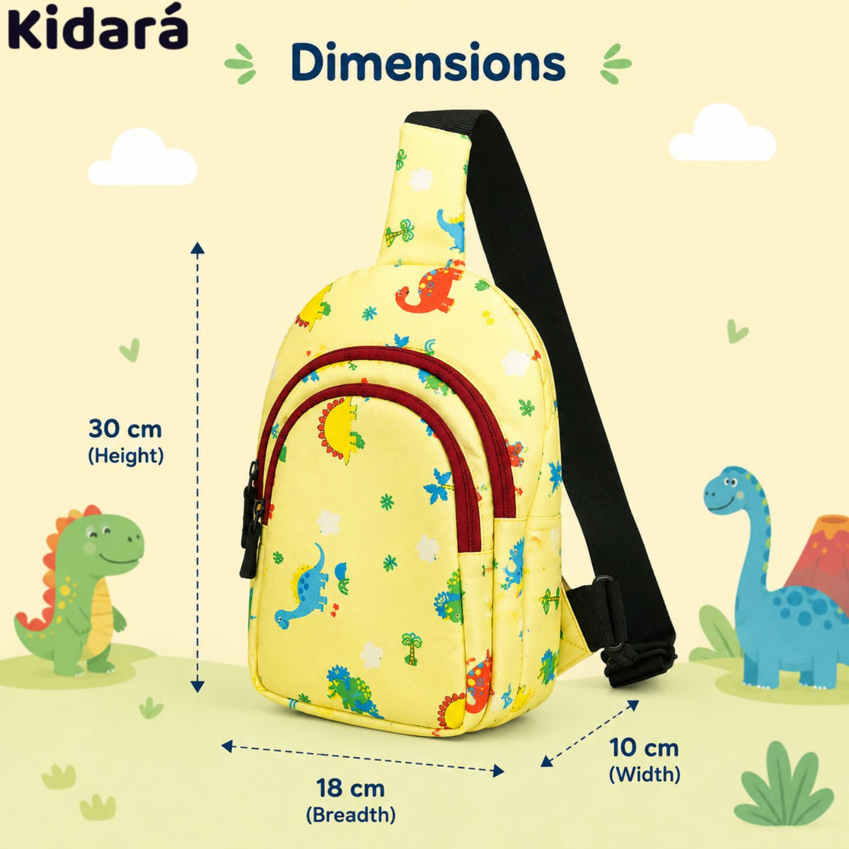 Kidara Dinosaur Chest Kids Sling Bag (Yellow)