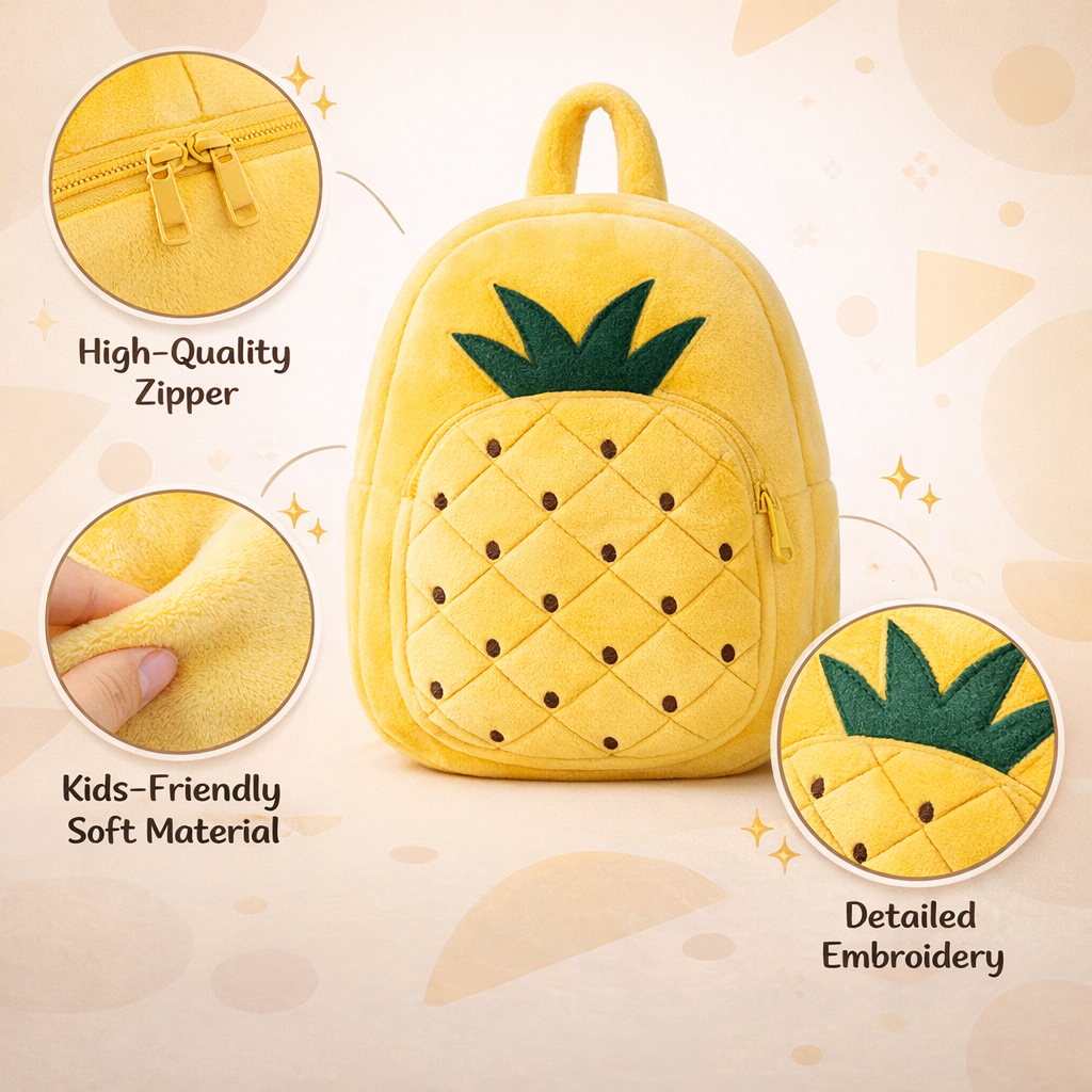 Kidara Pineapple Kids Plush Backpack - Yellow