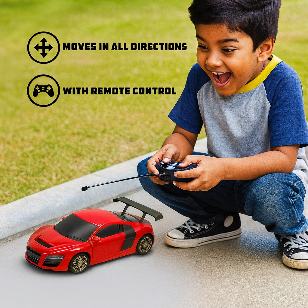 Kidara High-Speed Mini Rechargeable Audi Style RC Car with LED Headlights – Red