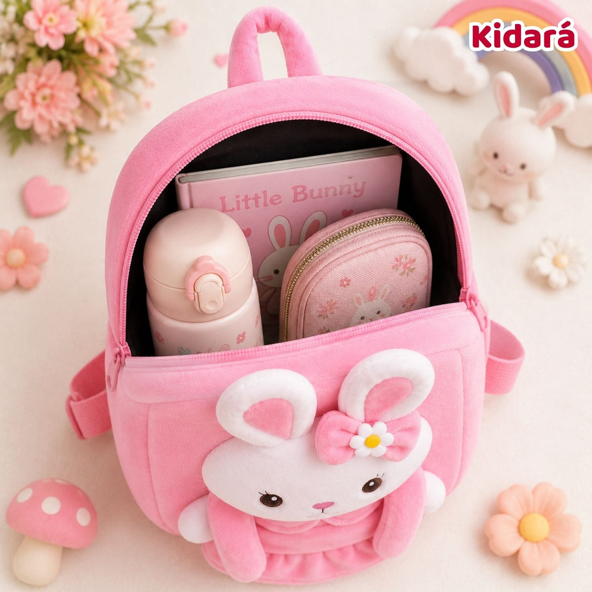 Kidara Bunny Plush Kids Backpack (Pink)