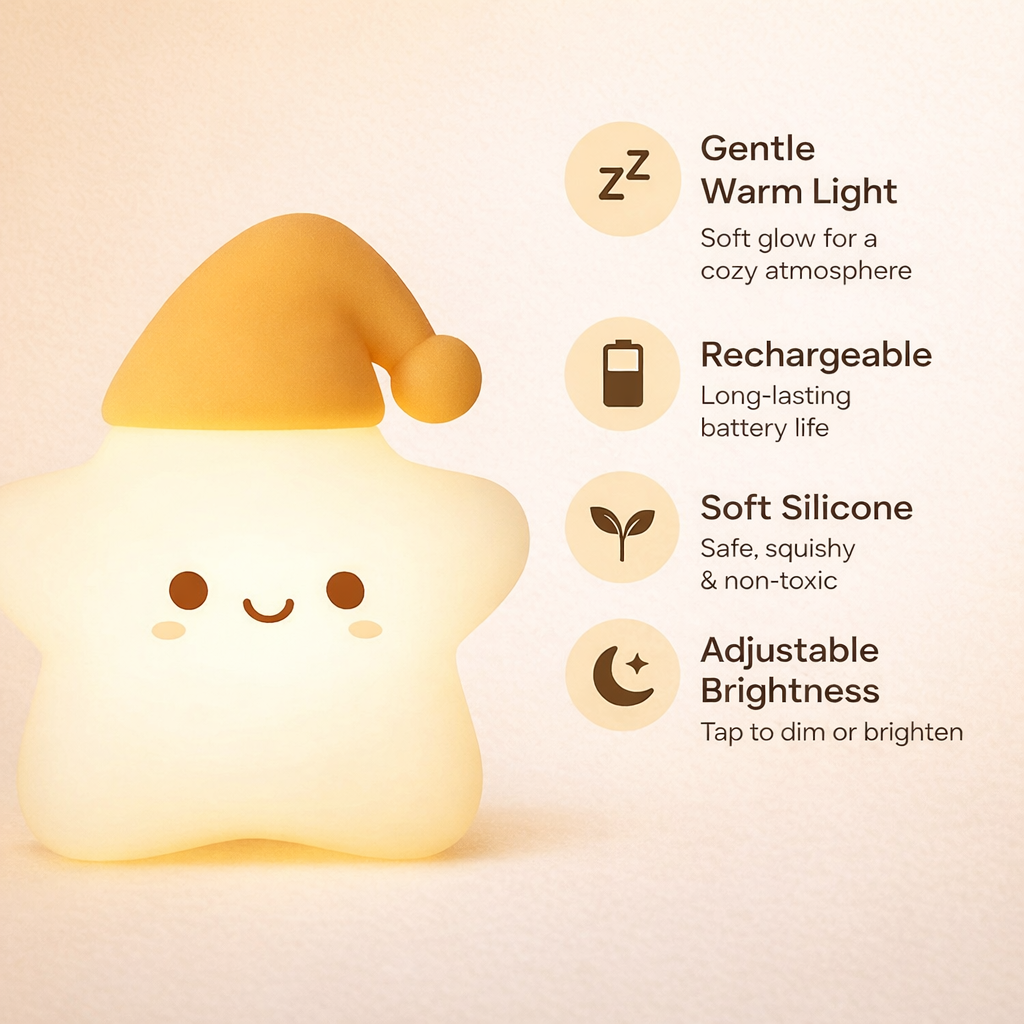 Kidara Star Silicone LED Night Light for Kids