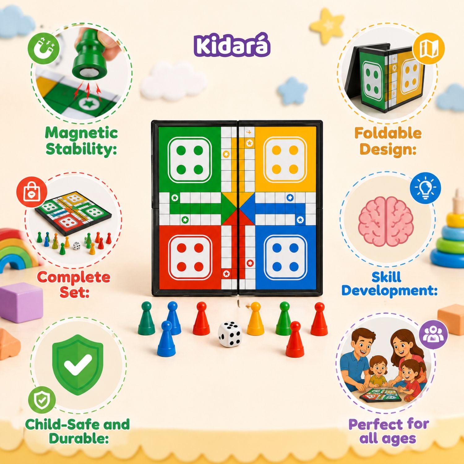 Kidara Magnetic Ludo Game Board For Kids ( 5+ Years of Age )