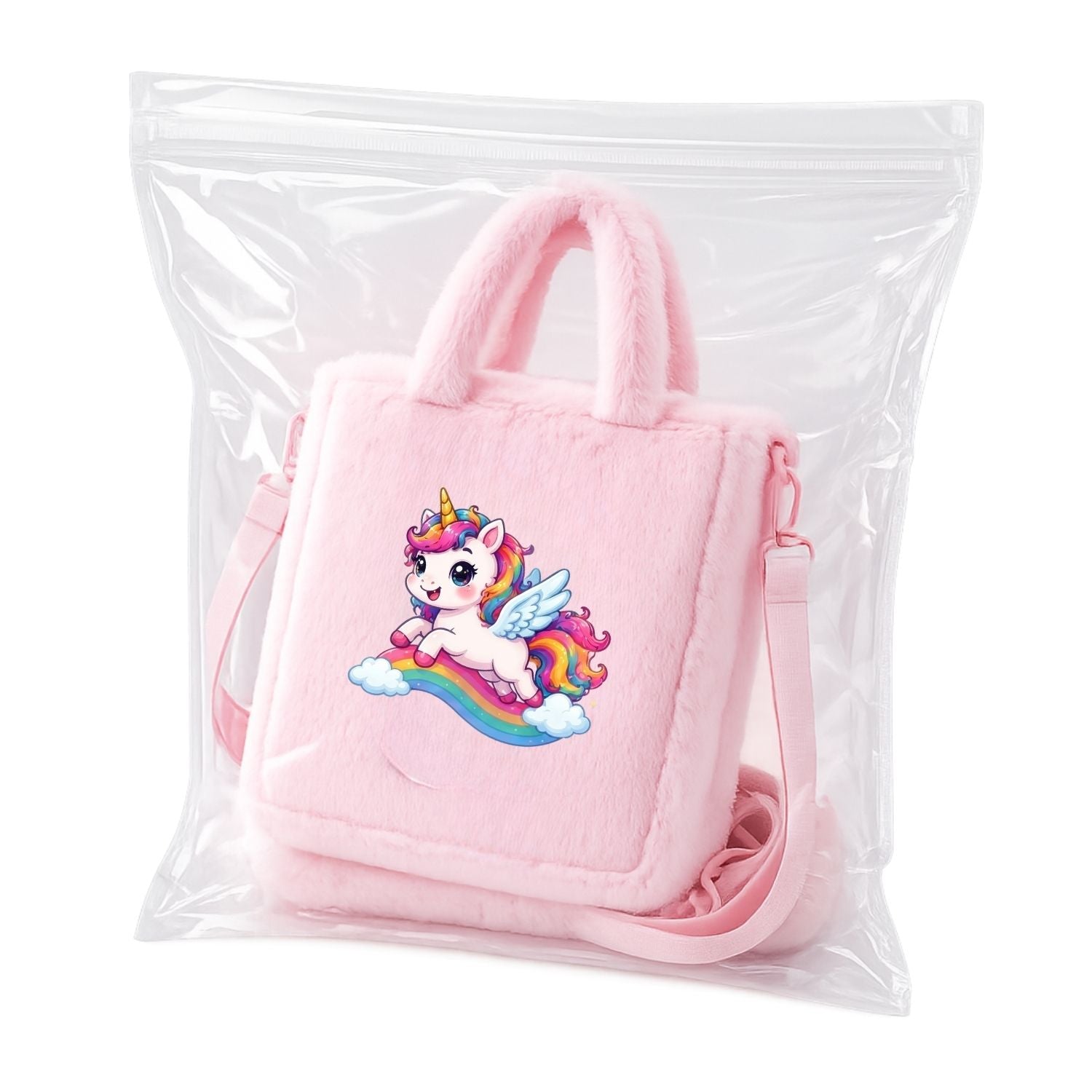 Kidara Flying Rider Unicorn Fur Kids Sling Bag (Pink)