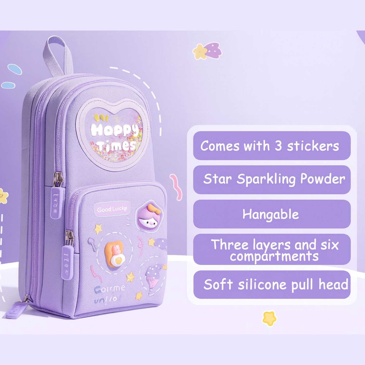 Kidara Happy Times Aesthetic Pencil Pouch – Lavender Purple
