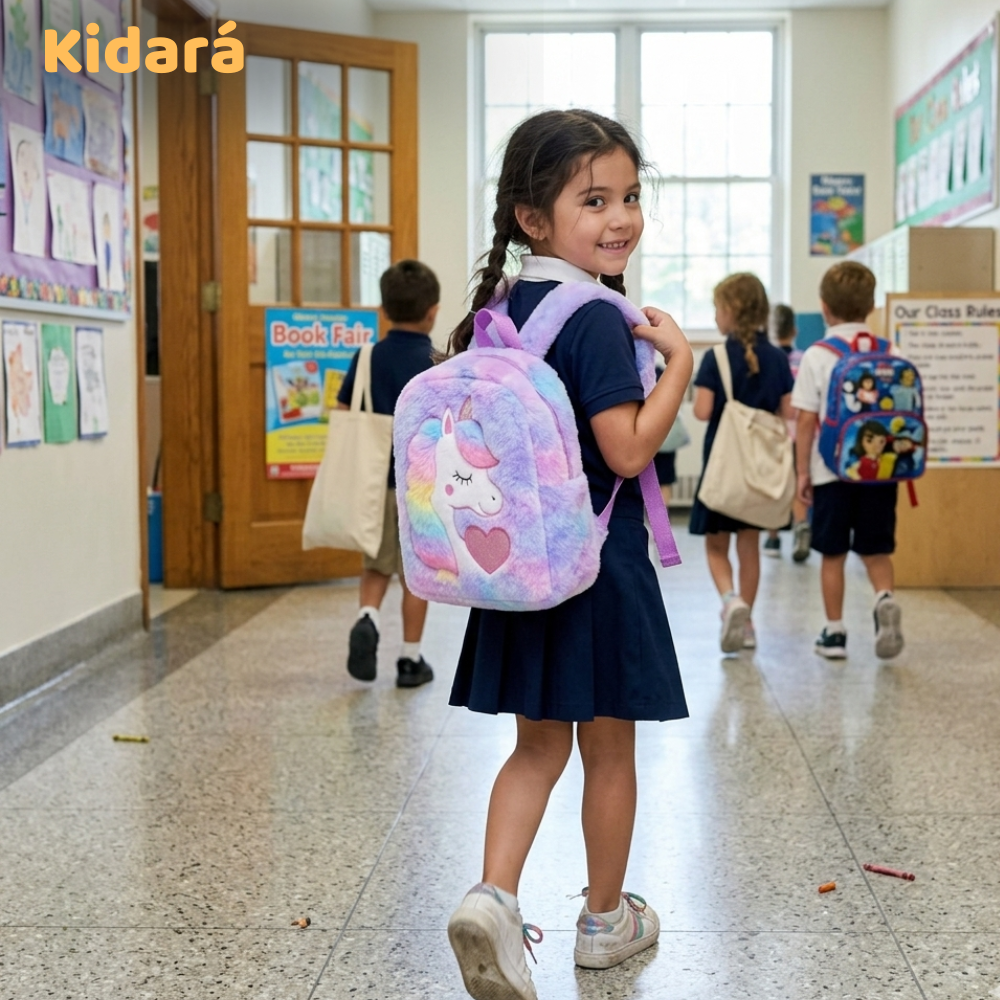Kidara Plush Unicorn Kids Fur Plush Backpack (Purple)
