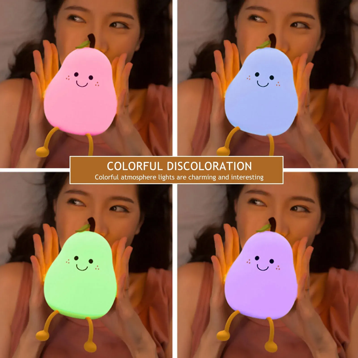 Smiley Pear Silicone 5W Night Lamp (Multicolour)