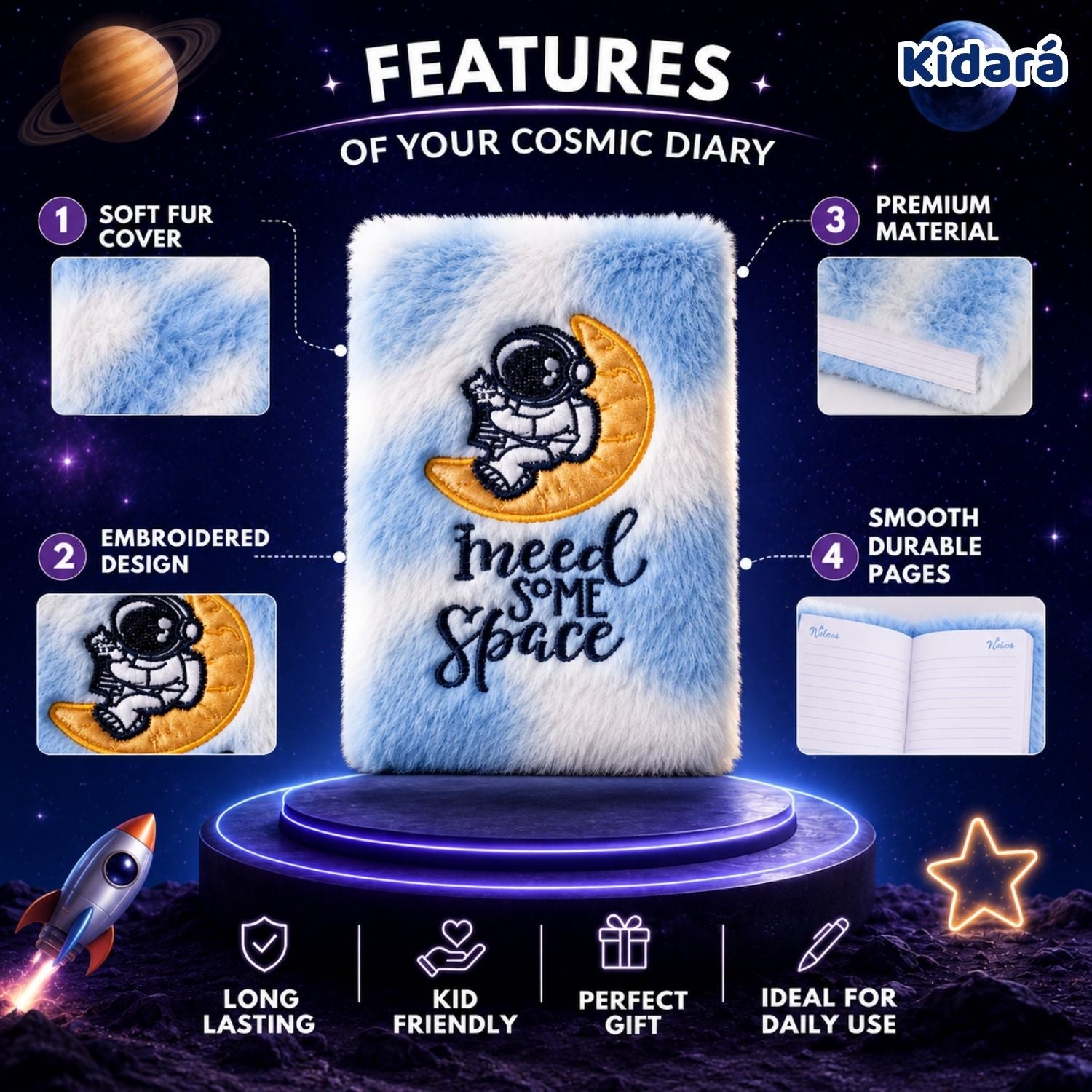 Kidara Kids A5 Cute Astronaut Space Diary