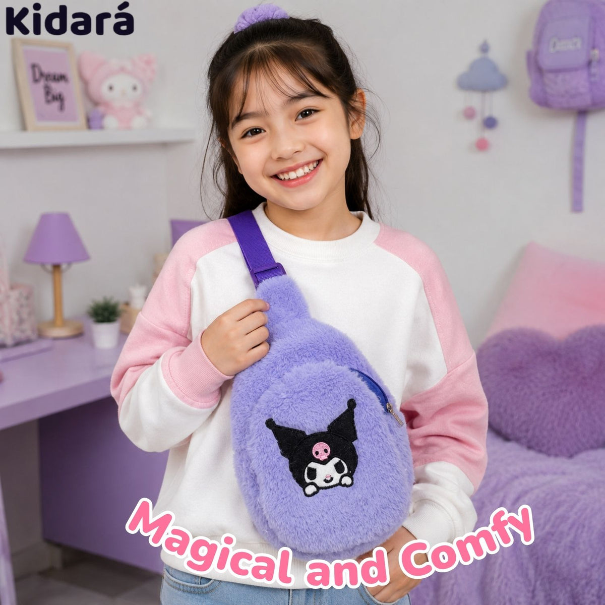 Kidara Fur Kuromi Chest Sling Bag