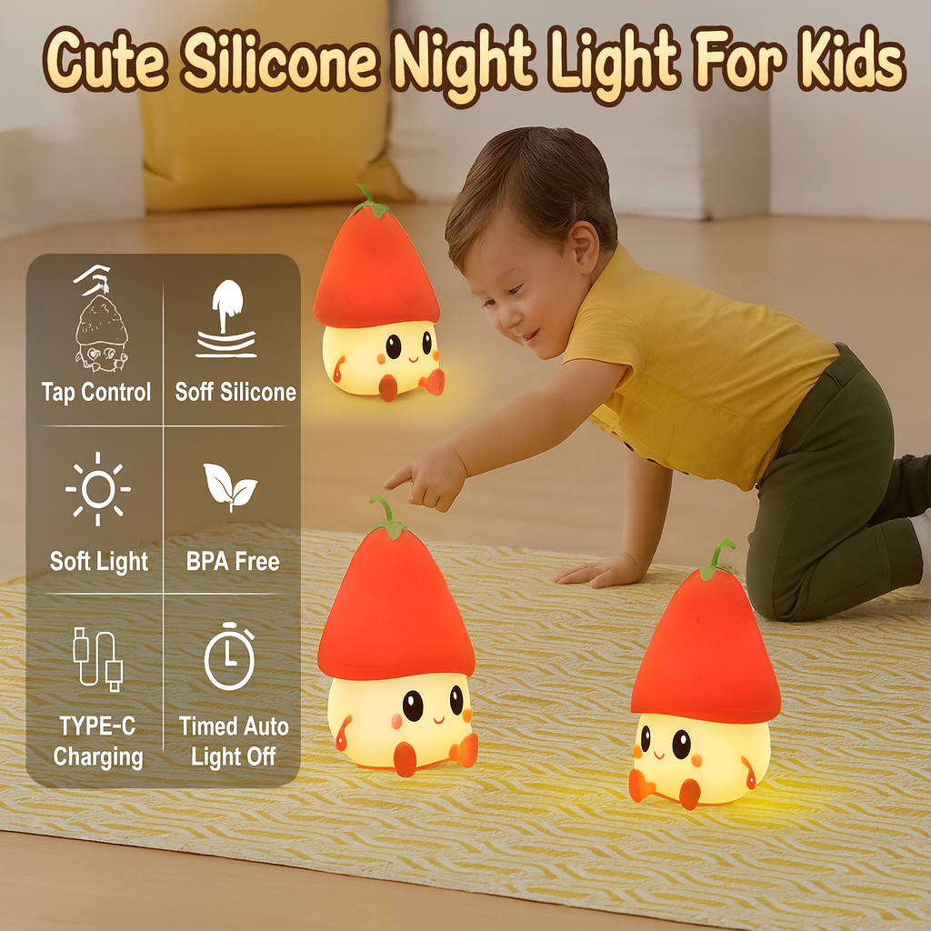 Kidara Strawberry Silicone LED Night Light for Kids