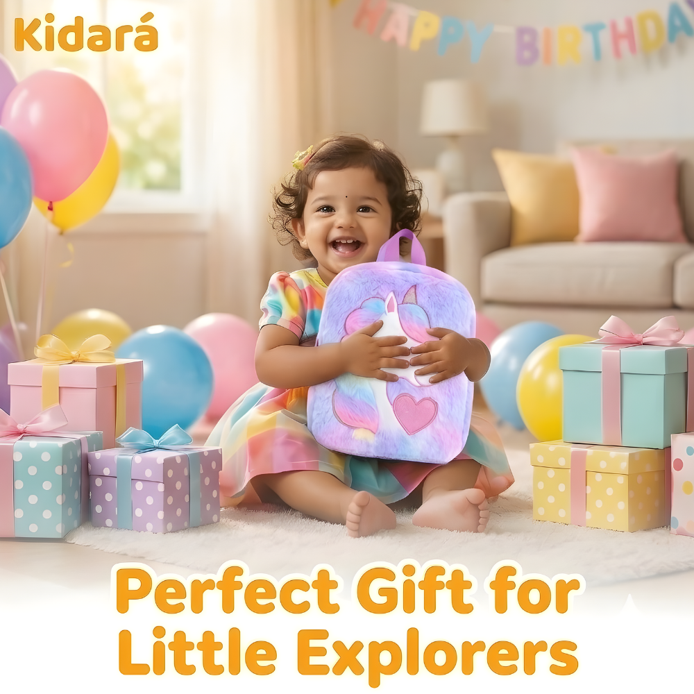 Kidara Plush Unicorn Kids Fur Plush Backpack (Purple)