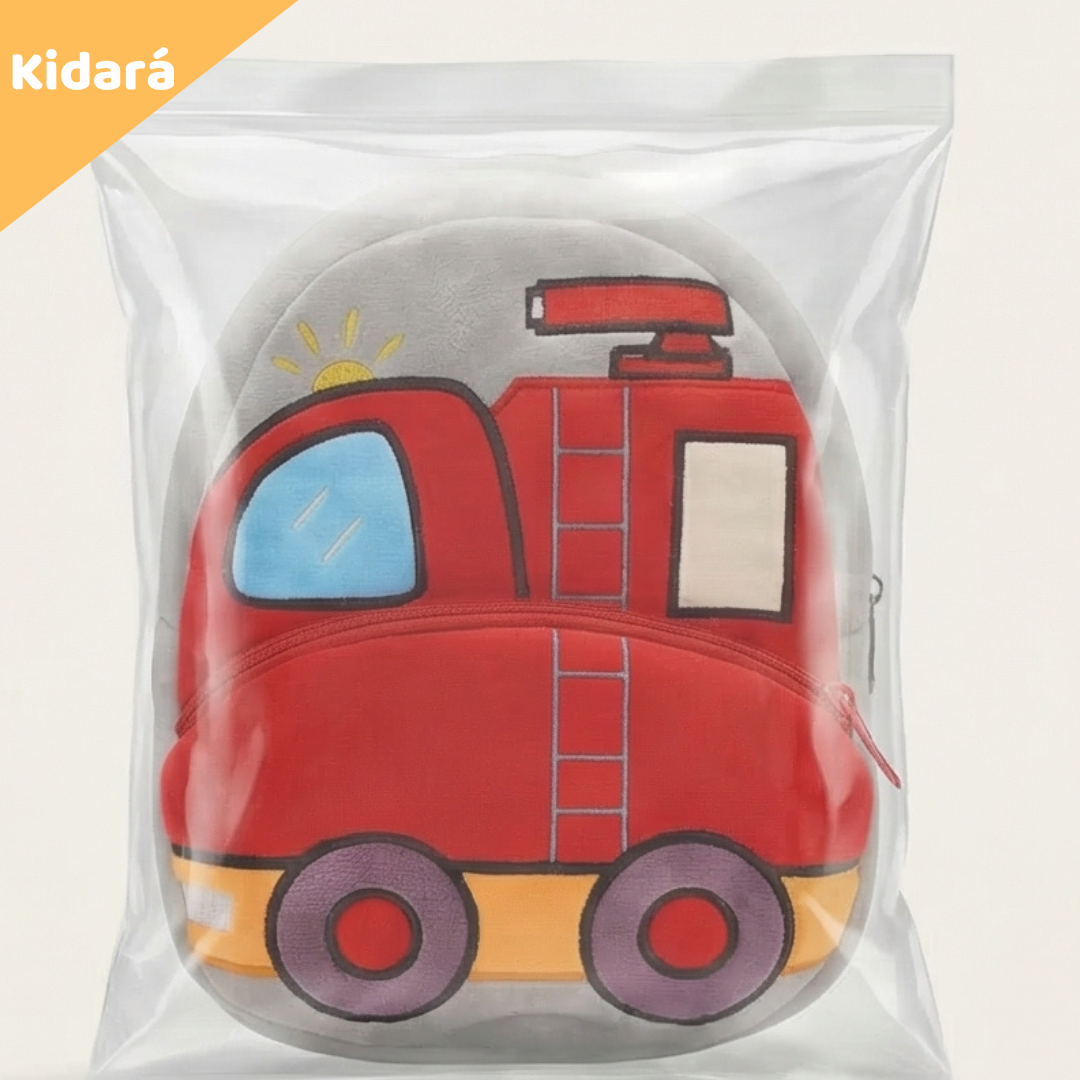 Kidara Fire Truck School Backpack for Toddlers (2-5 Years) – Plush 3D Rescue Vehicle Bag