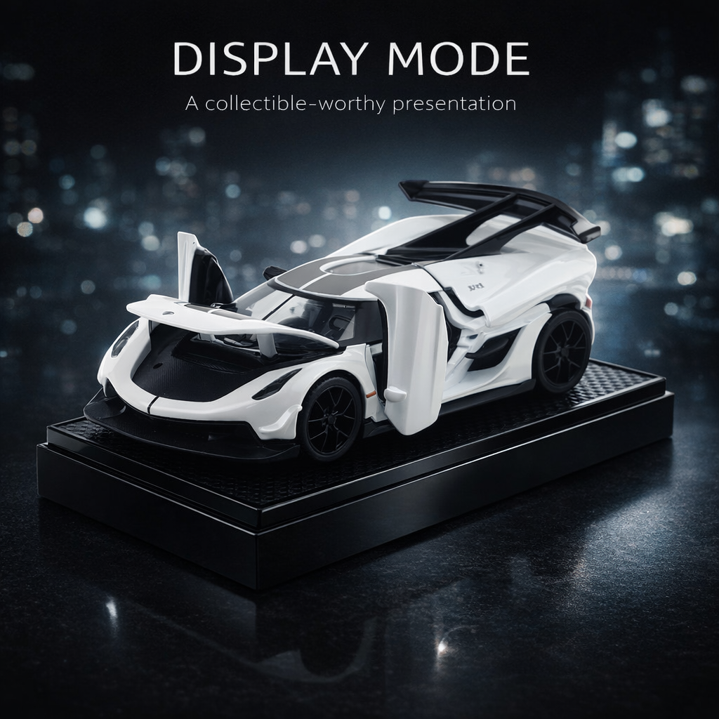 Kidara Koenigseg Model Car 1:32 Exclusive Alloy Metal Pull Back Die-cast Car | Die-cast Metal Pullback Toy car with Openable Doors & Light Music (White)