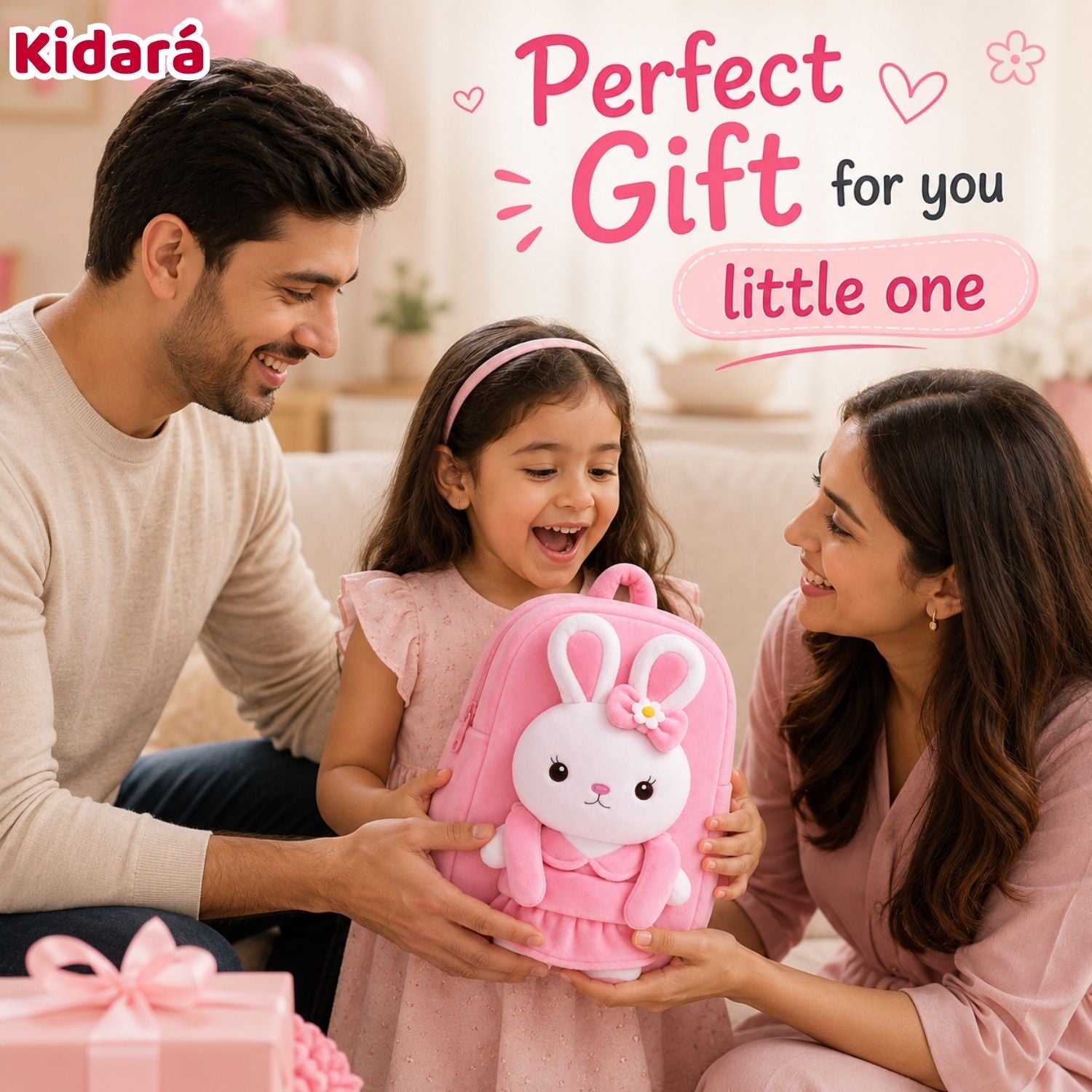 Kidara Bunny Plush Kids Backpack (Pink)