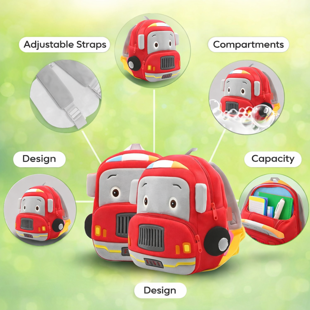 Kidara Fire Brigade Plush Backpack - Red