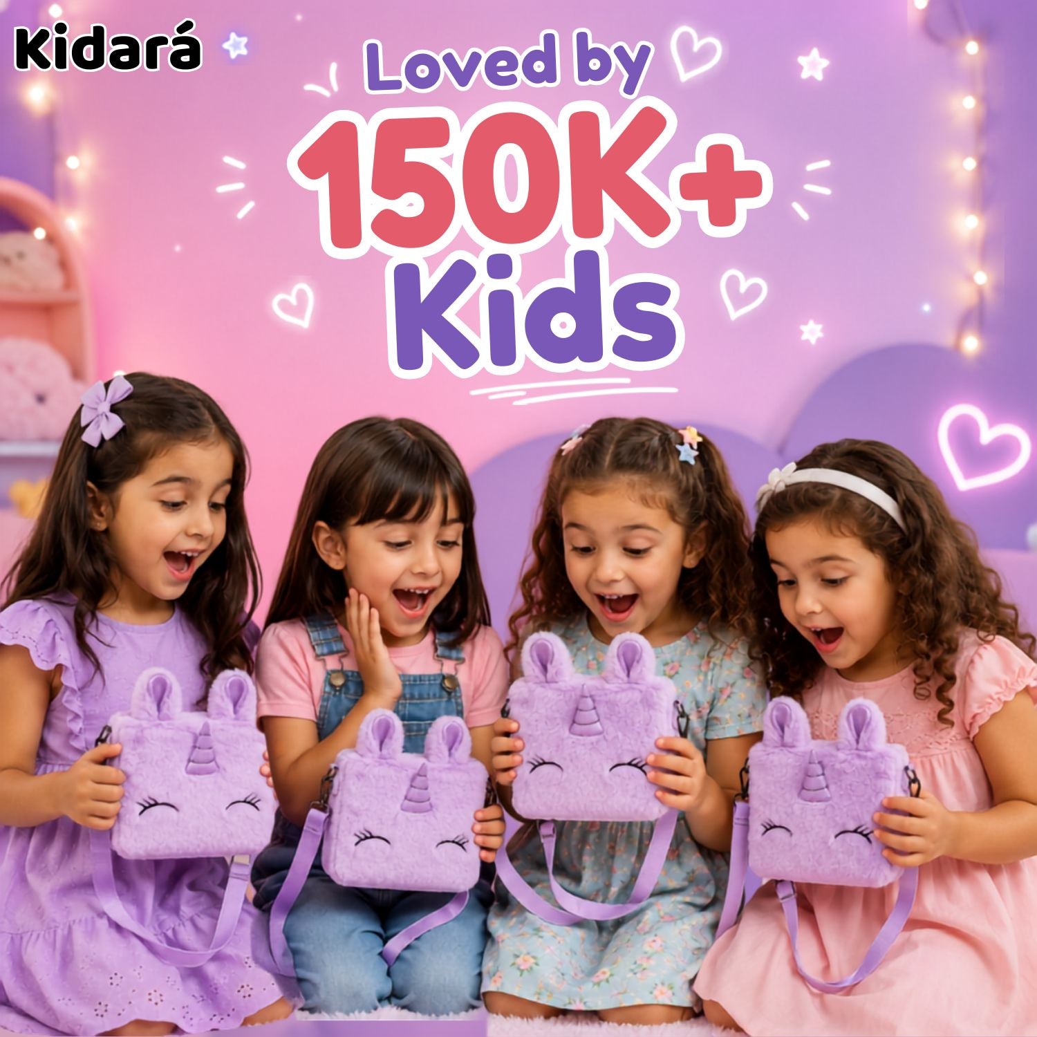 Kidara Unicorn Fur Sling Bag for Kids