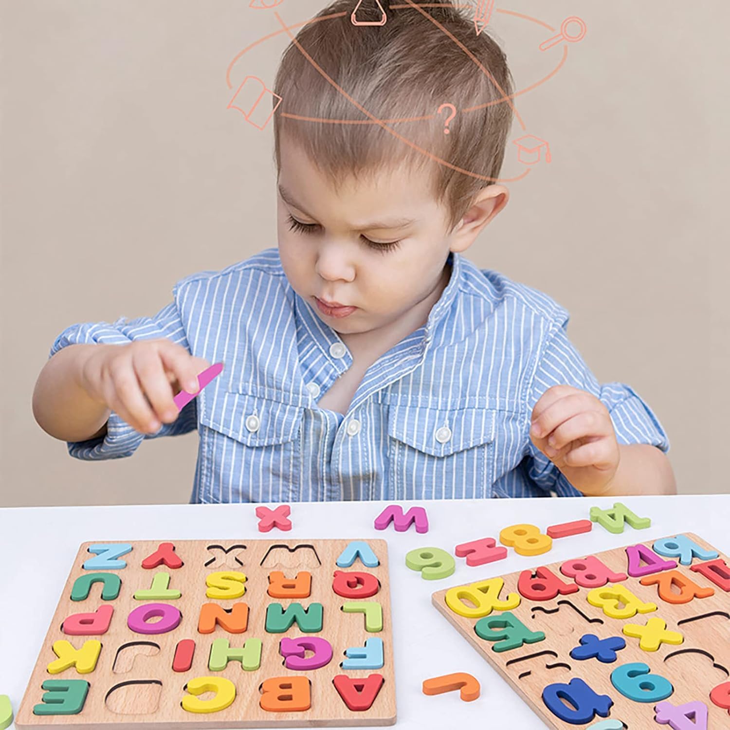 Wooden 3 in 1 Puzzle Board | Learning & Playing tool | Ages 2+ (Multicolor)